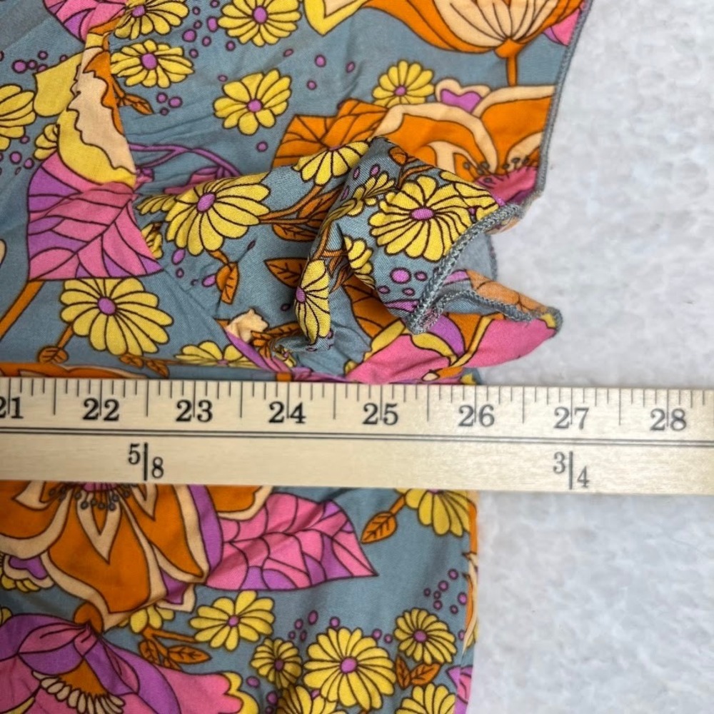 Boho Floral Maxi Dress Womens 4XL Viscose Tie Waist Retro 70s Print - Picture 6 of 9